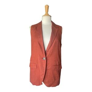 Madewell Long Linen Vest Rust Brown Size Small